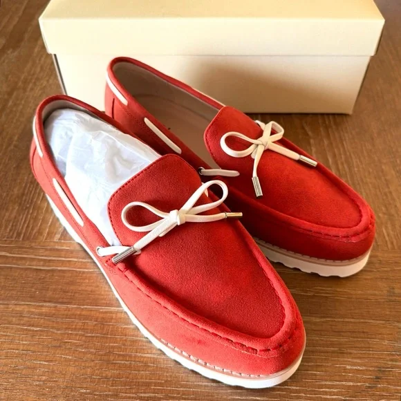 NIB coral red NYDJ Olsen boat shoes 8.5M - Picture 4 of 12